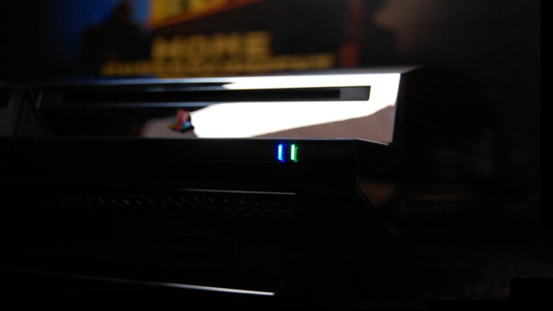 PlayStation console in dark room