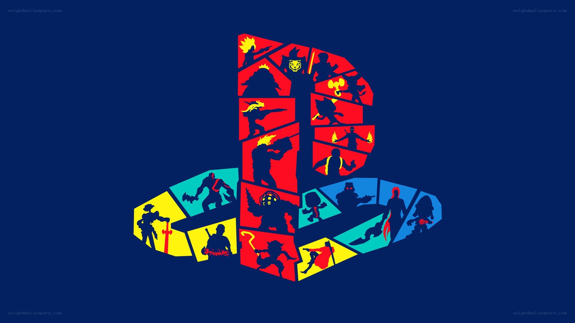 PlayStation logo with game characters