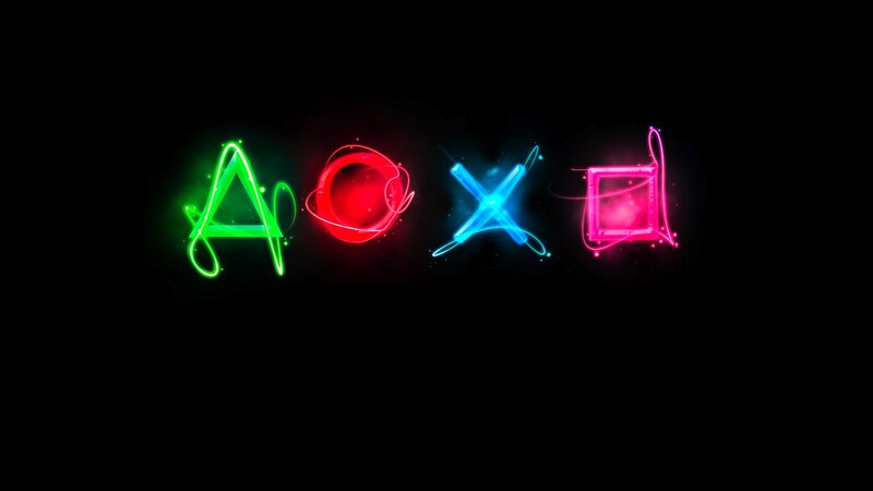 PlayStation symbols neon art