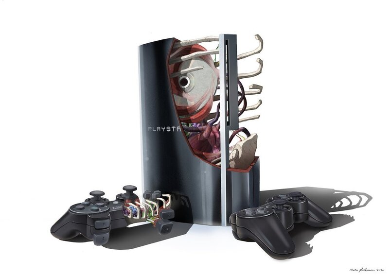PlayStation with internal anatomy