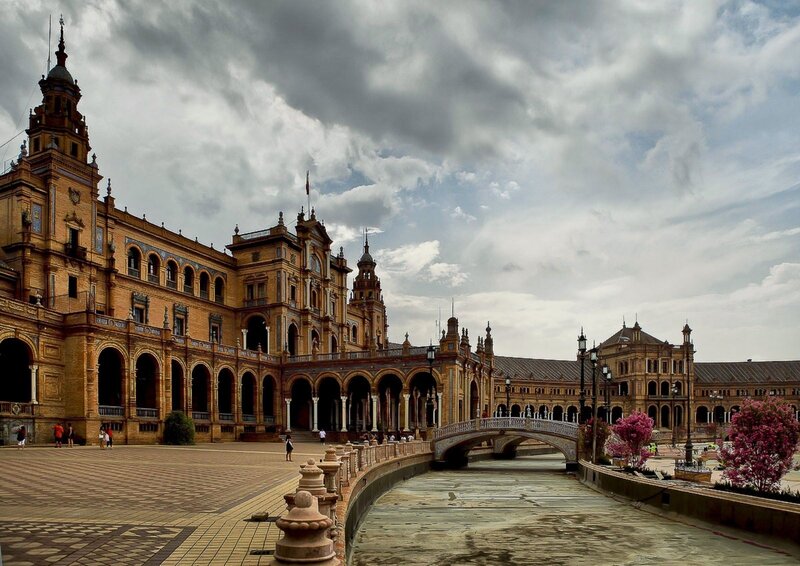 Plaza De España in Seville — Brown, Dramatic