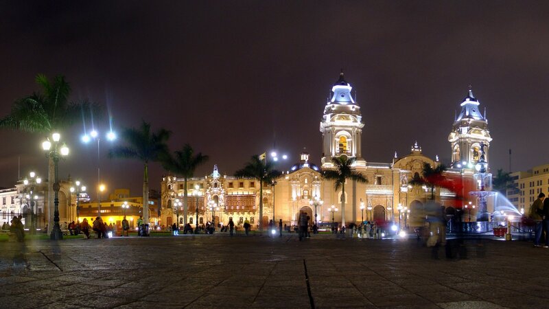 Plaza with Cathedral at Night