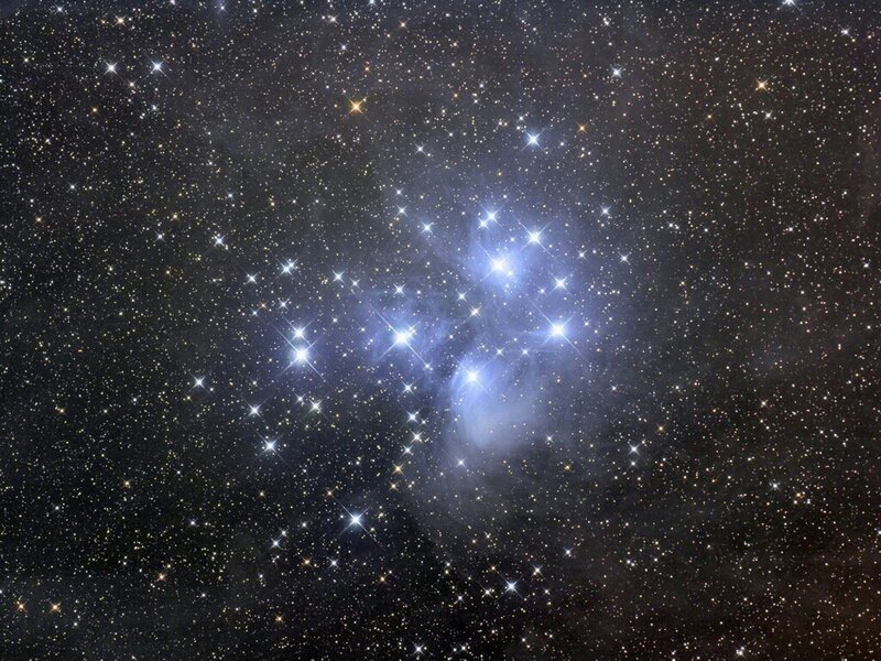 Pleiades Star Cluster — Black