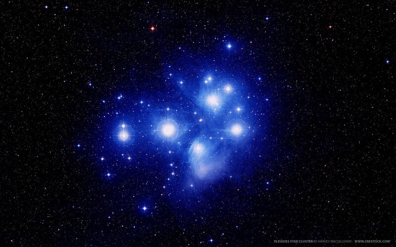 Pleiades Star Cluster — Blue, Cosmic, Night, Photograph