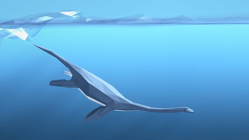 Plesiosaur Swimming Underwater — Blue