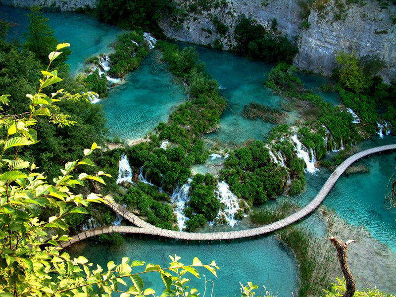 Plitvice Lakes Waterfalls — Blue, Serene, Afternoon