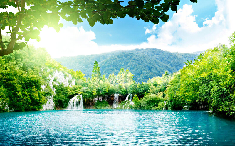 Plitvice Lakes Waterfalls — Blue, Serene