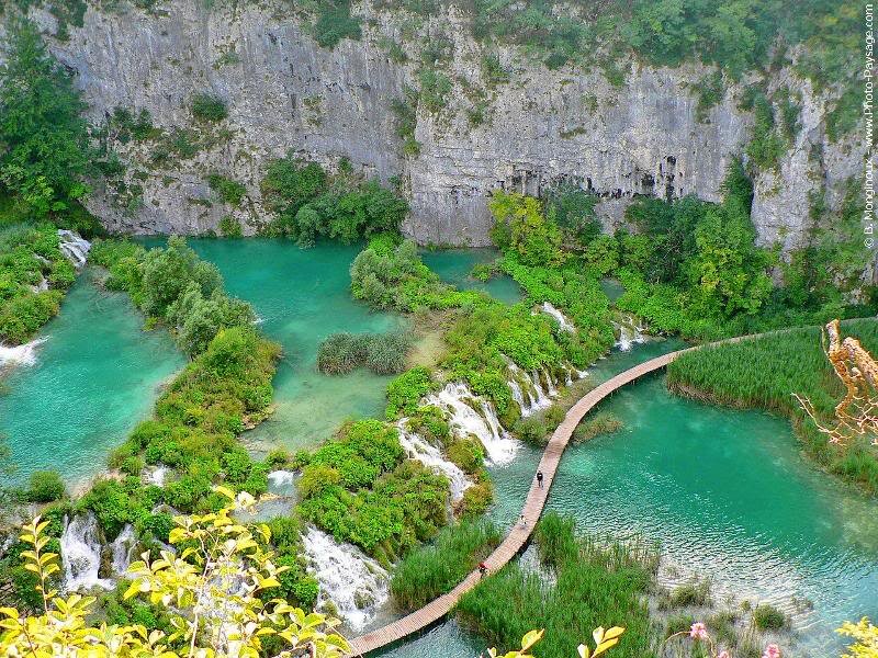 Plitvice Lakes Waterfalls — Green, Serene, Afternoon, Photograph, Walkway