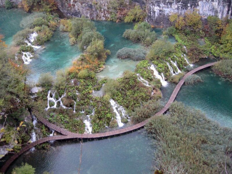 Plitvice Lakes Waterfalls — Green, Serene, Autumn