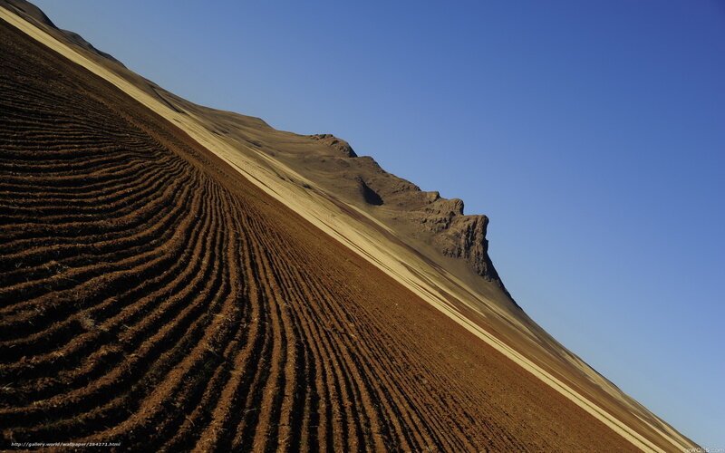 Plowed field on a hillside