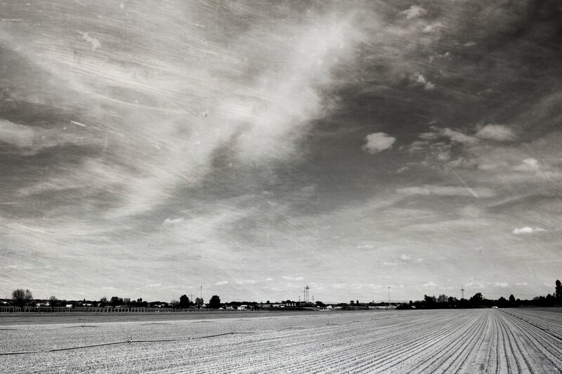 Plowed Field under Cloudy Sky — Black