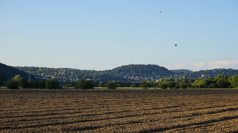 Plowed Field with Hot Air Balloons