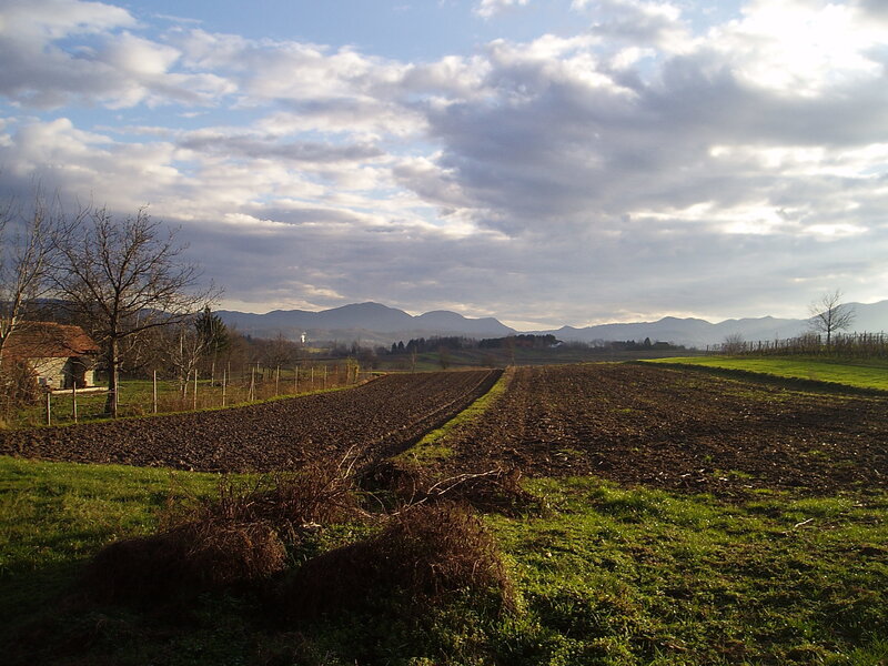 Plowed Fields and Mountains