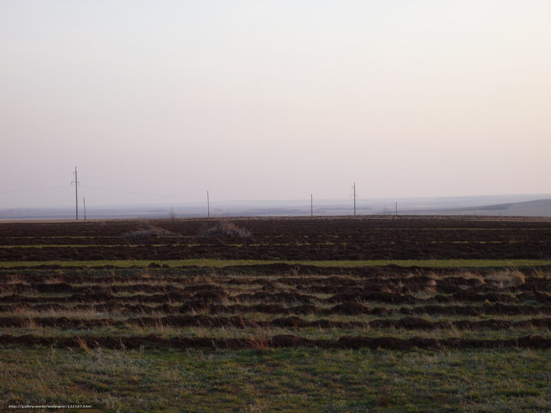 Plowed fields at dusk