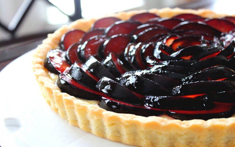 Plum Tart on Plate