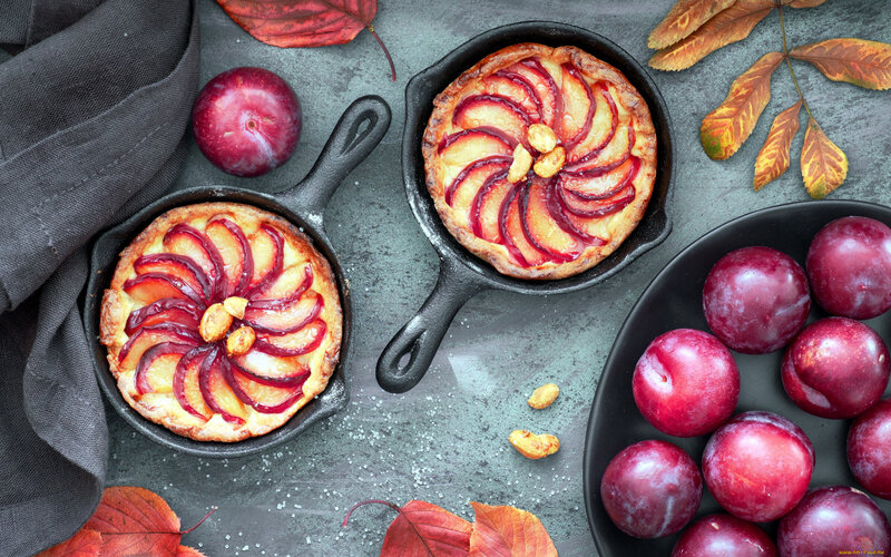Plum Tarts in Skillets