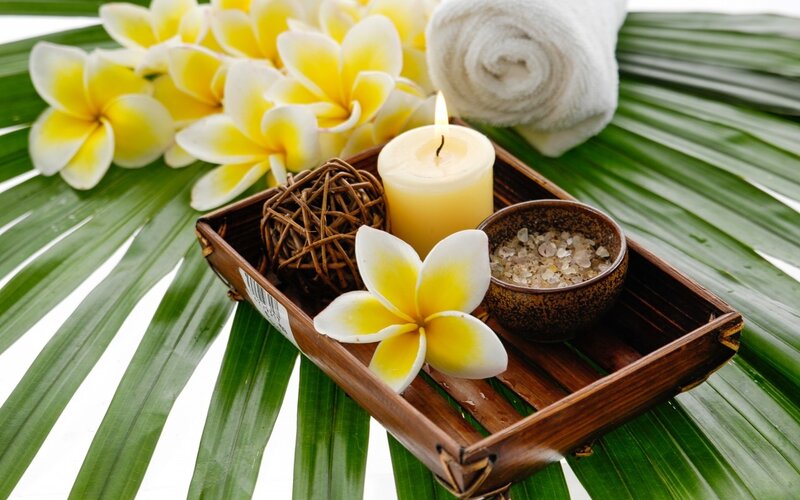 Plumeria Flowers on Tray