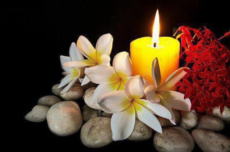 Plumeria Flowers with Candle