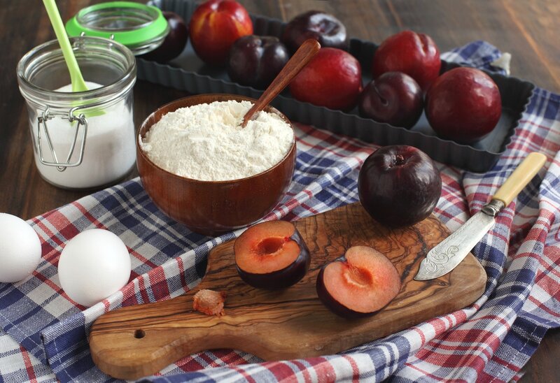 Plums and Baking Ingredients — Brown