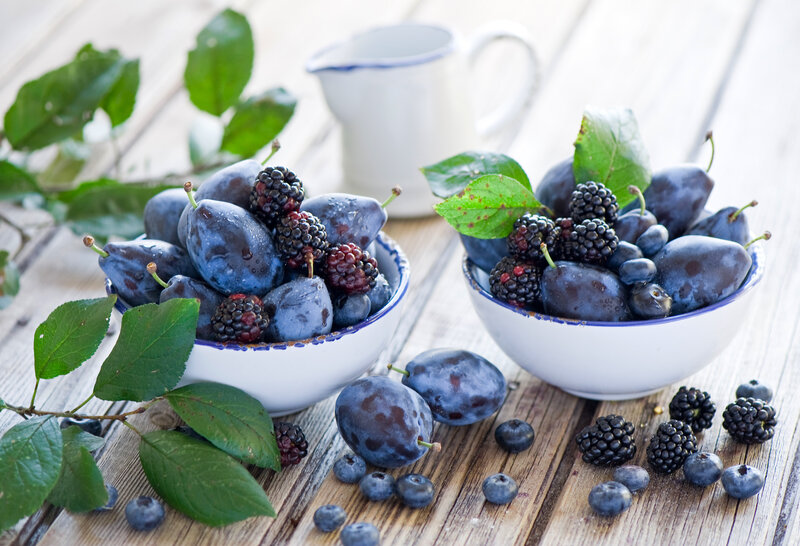 Plums and Blackberries — Blue, Natural