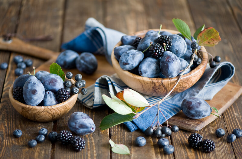 Plums and Blackberries — Brown, Natural