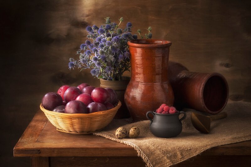 Plums and Raspberries