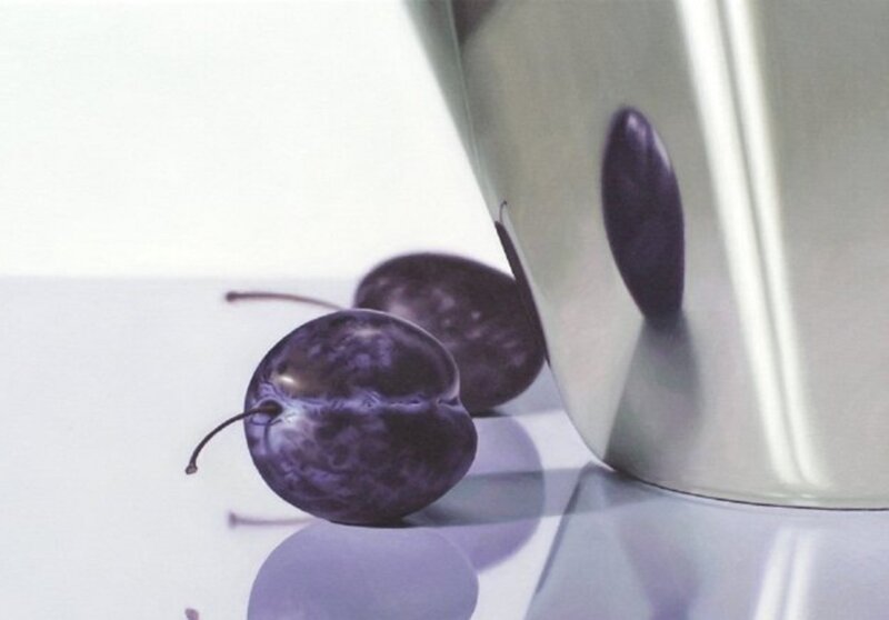 Plums Next to Metal Cup