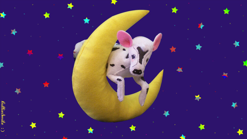 Plush Cow on Crescent Moon