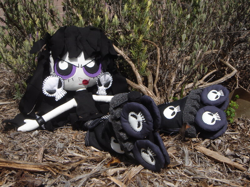 Plush Doll with Skull Accessories
