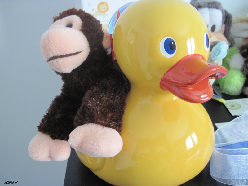 Plush Monkey on Duck