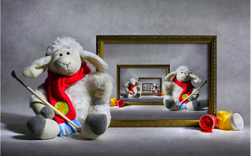 Plush Sheep with Paintbrush