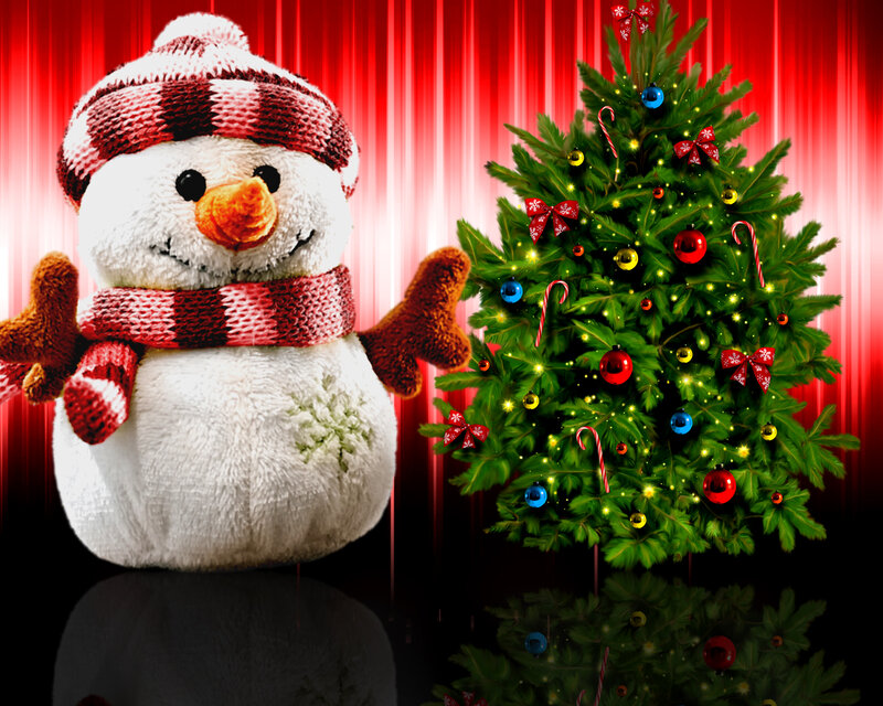 Plush Snowman and Tree