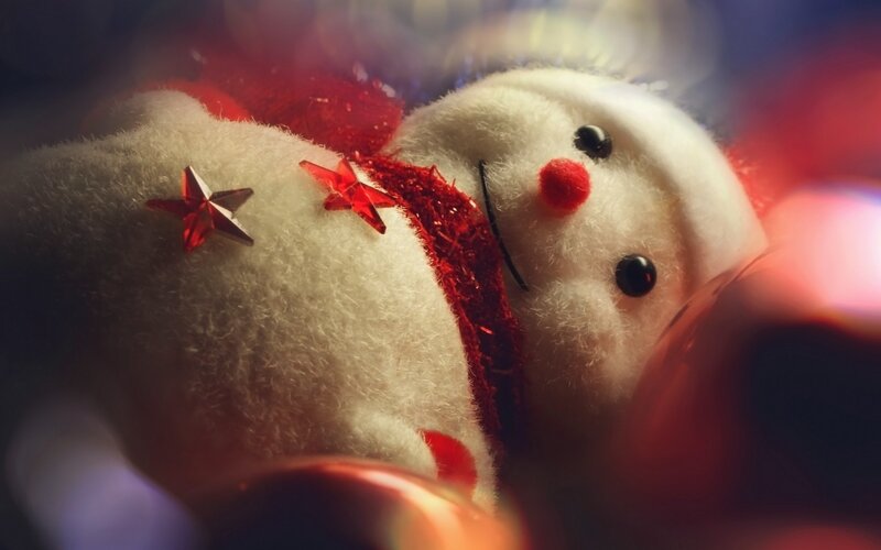 Plush Snowman Toy — White, Festive, Winter, Photograph, Stars