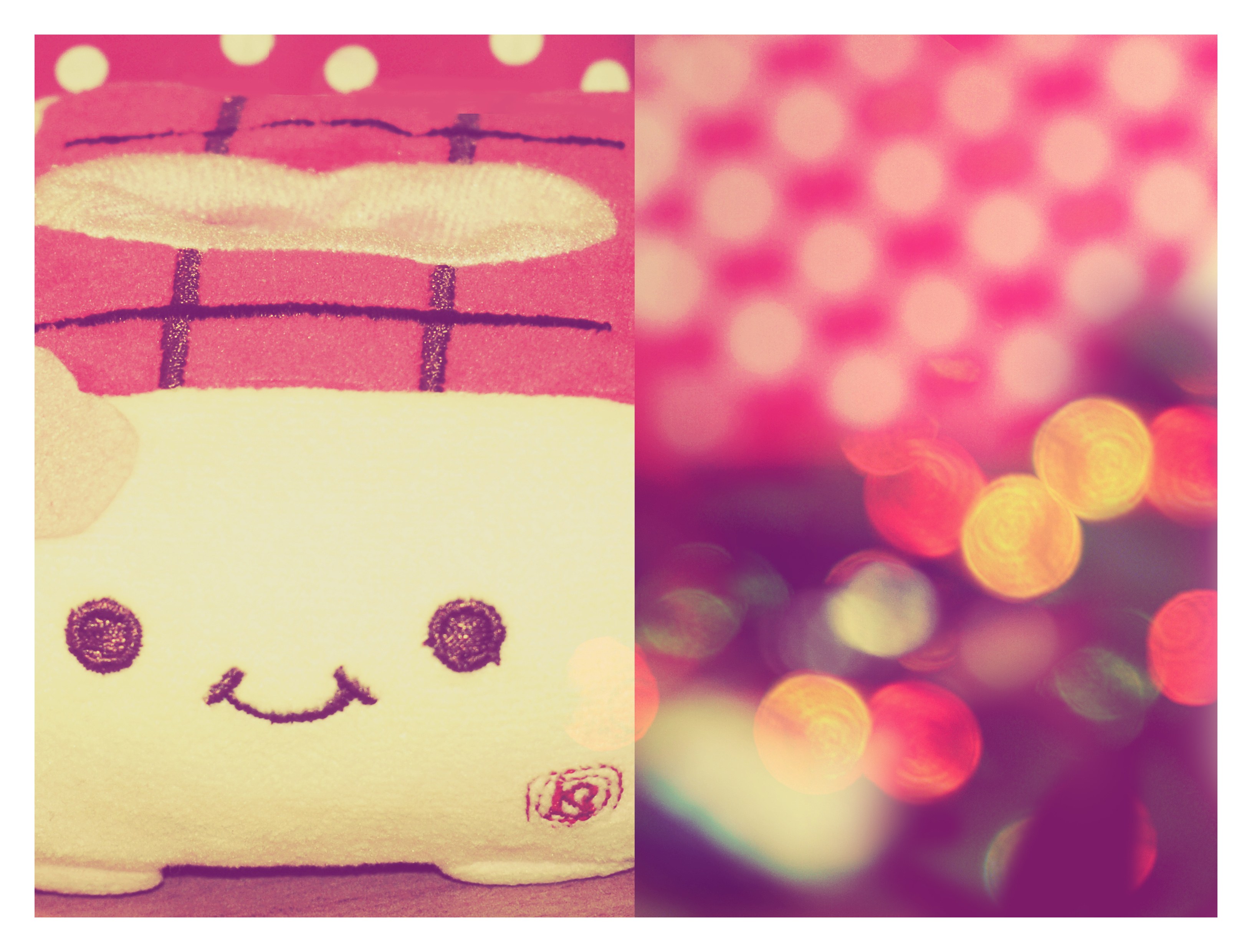 plush toy with bokeh lights