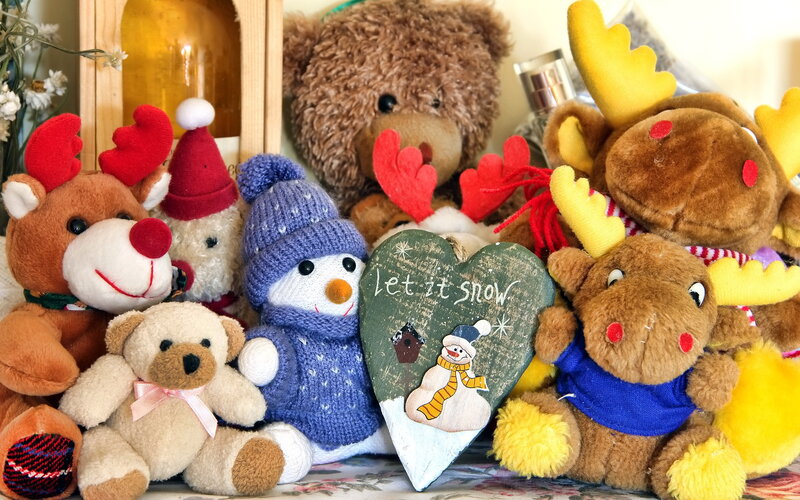Plush Toys and Snowman