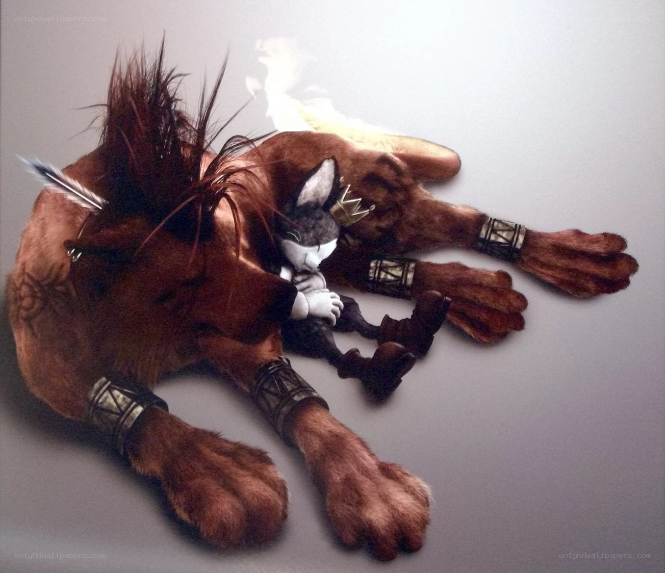 Plush wolf with arrow