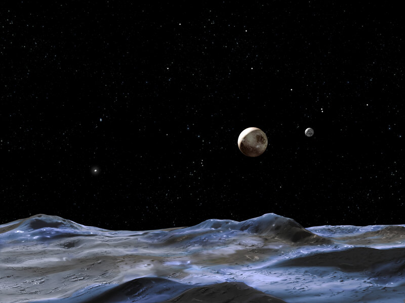 Pluto and Charon from Surface — Black
