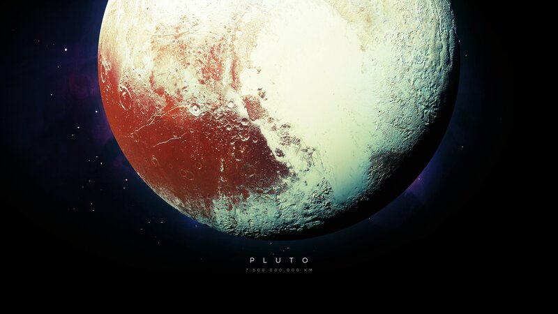 Pluto Planet Surface — Black, Dramatic, Digital Art, Stars