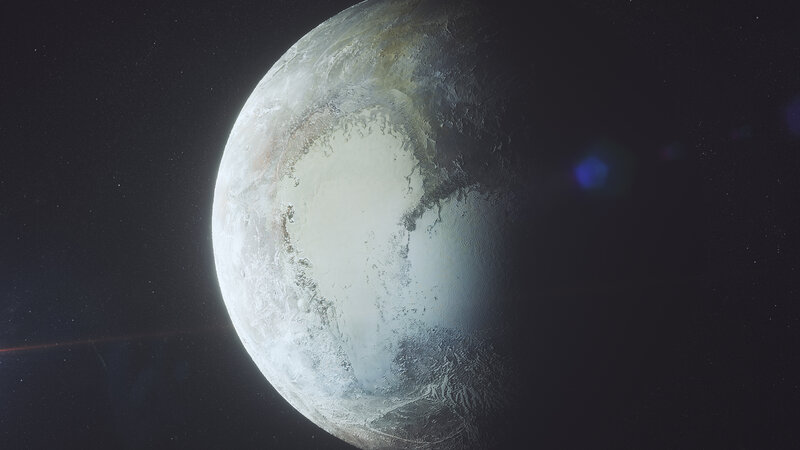 Pluto Planet Surface — White, Dramatic, 3d Render