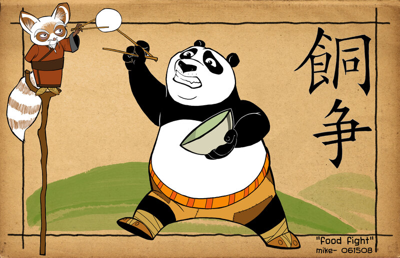 Po and Shifu food fight