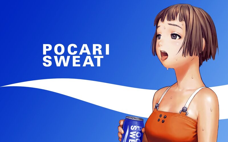 Pocari Sweat ad with anime girl