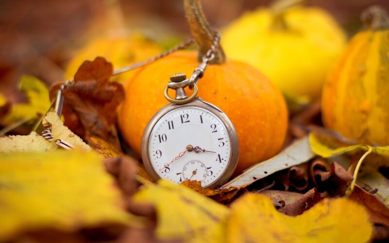 Pocket Watch in Autumn Leaves — Yellow
