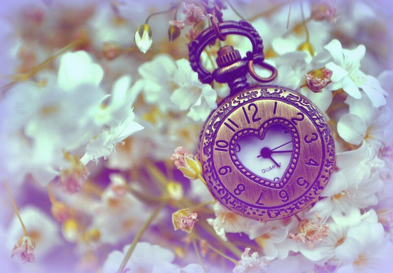 Pocket Watch in Flowers — Purple, Romantic