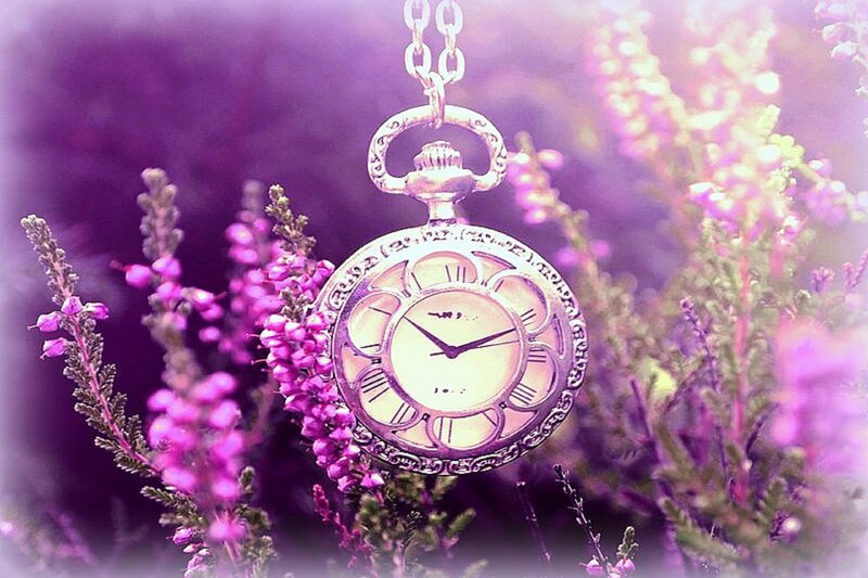 Pocket Watch in Flowers — Purple