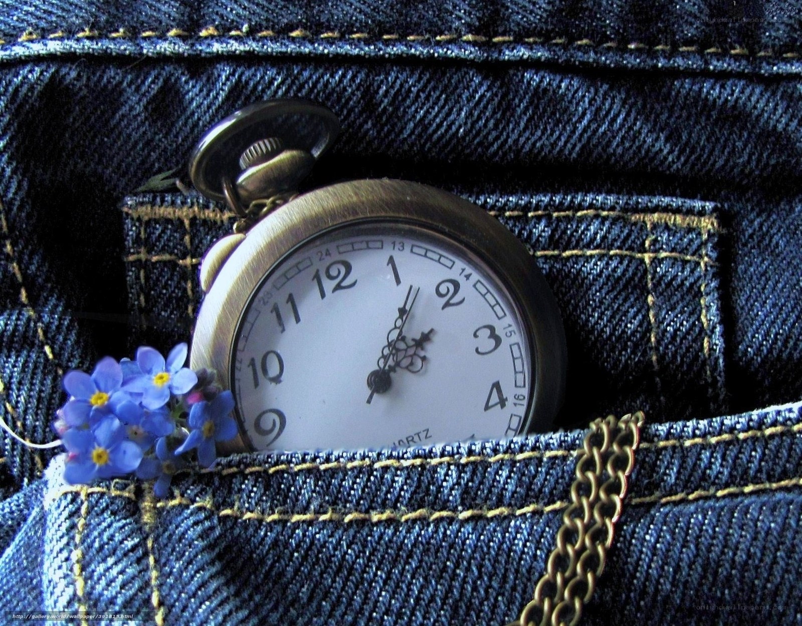 Pocket watch in jeans pocket