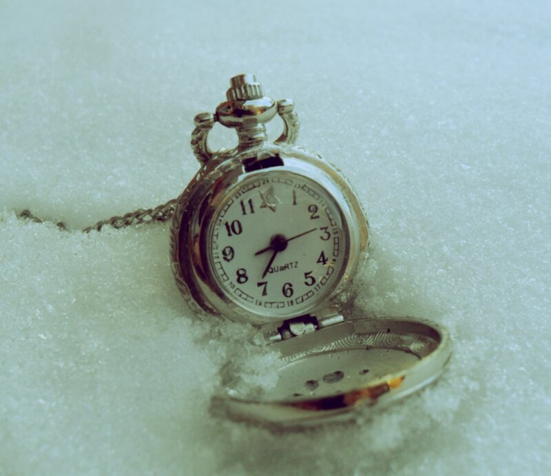 Pocket Watch in Snow — White, Calm