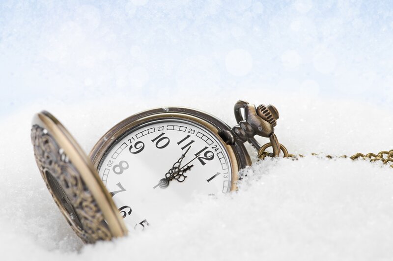Pocket Watch in Snow — White, Serene, Winter, Photograph, Chain