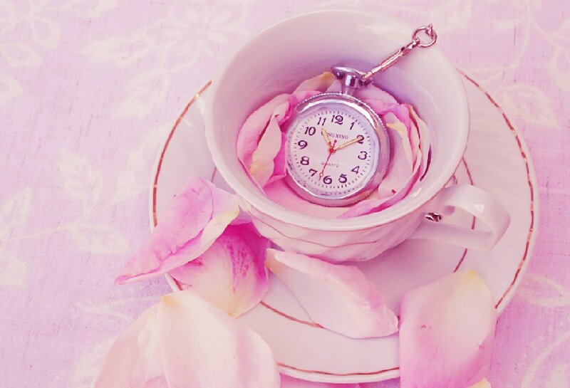 Pocket Watch in Teacup — Pink, Serene