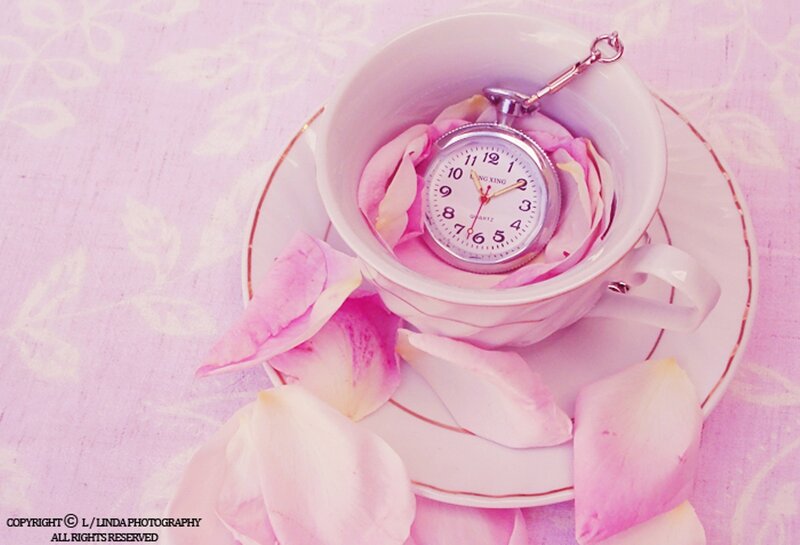 Pocket Watch in Teacup — Pink