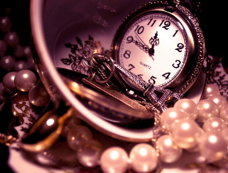 Pocket Watch in Teacup — Purple